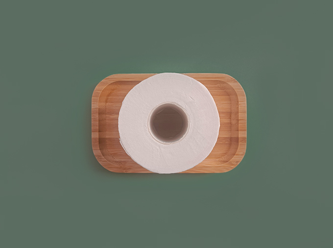 top view of toilet paper in a tray