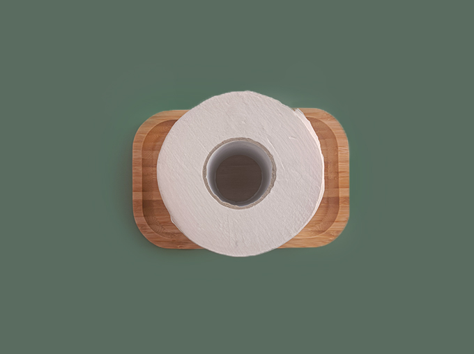 top view of 1 ply toilet paper
