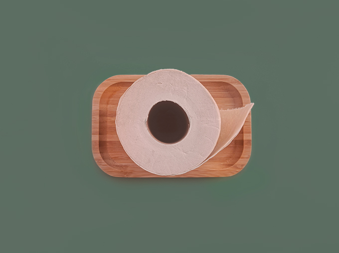 top view of bamboo toilet paper in a tray