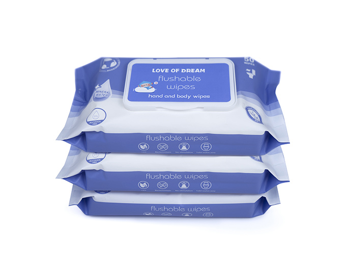 a pack of flushable wet wipes